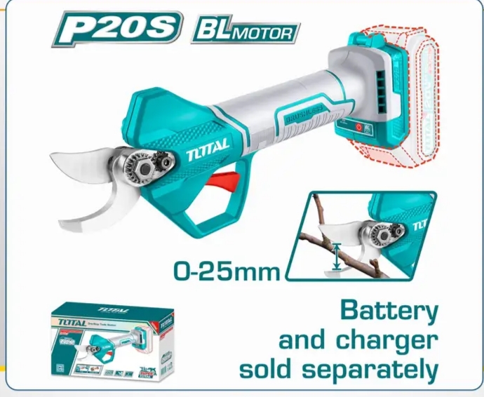 قیچی باغبانی شارژی توتال TSSLI20258 براشلس 20 ولت