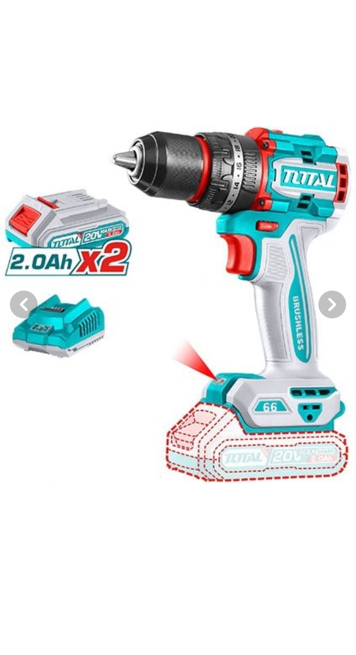دریل شارژی براشلس توتال مدل TIDLI20668 ولت 20 نیوتن66