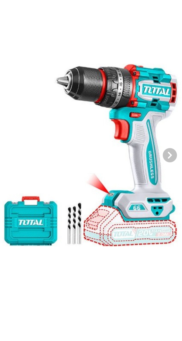 دریل شارژی براشلس توتال مدل TIDLI20668 ولت 20 نیوتن66 - تصویر 2