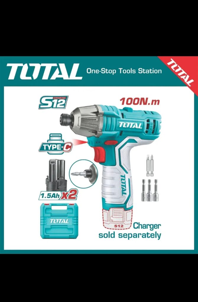 دریل شارژی توتال مدل TIRLI12015 با باتری ۱۲ ولت