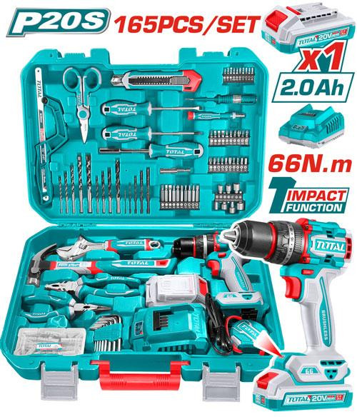 مجموعه دریل شارژی 165 پارچ صنعتی توتال مدل THKTHP11652
